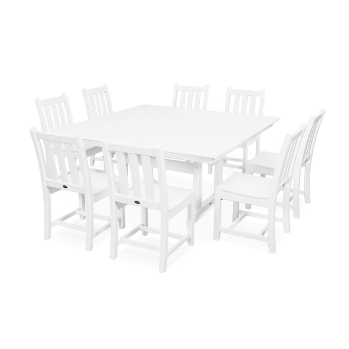 Traditional Garden 9-Piece Farmhouse Trestle Dining Set