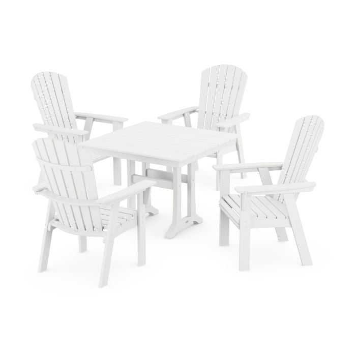 Nautical Adirondack 5-Piece Farmhouse Dining Set With Trestle Legs