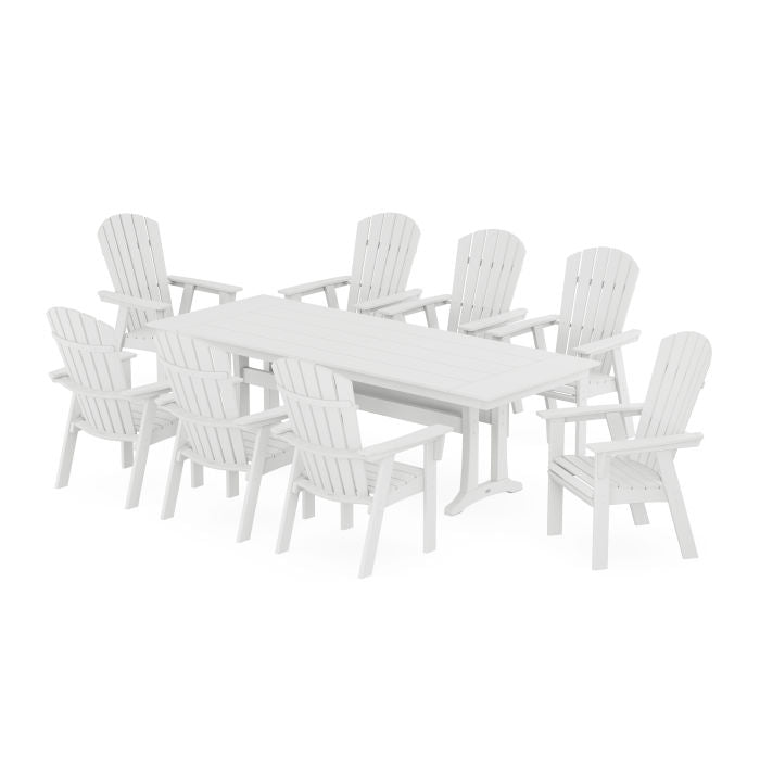 Nautical 9-Piece Curveback Adirondack Farmhouse Dining Set with Trestle Legs