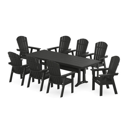 Nautical 9-Piece Curveback Adirondack Farmhouse Dining Set with Trestle Legs