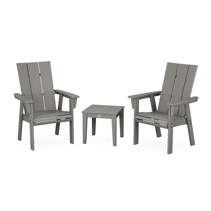 Modern 3-Piece Curveback Upright Adirondack Chair Set