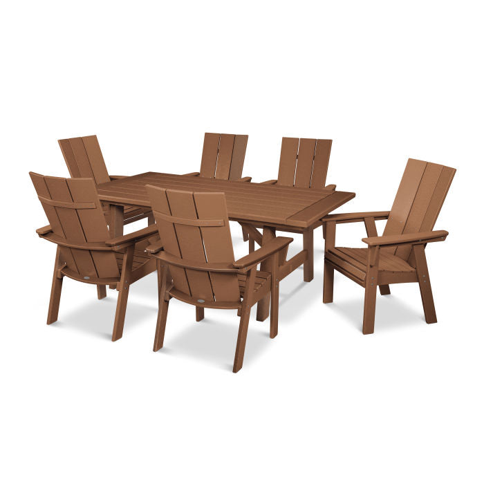 Modern Curveback Adirondack 7-Piece Rustic Farmhouse Dining Set