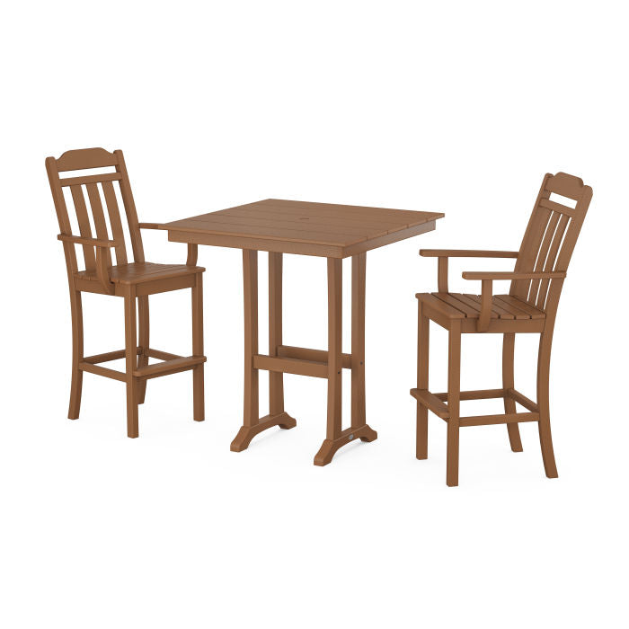 Country Living 3-Piece Farmhouse Bar Set with Trestle Legs