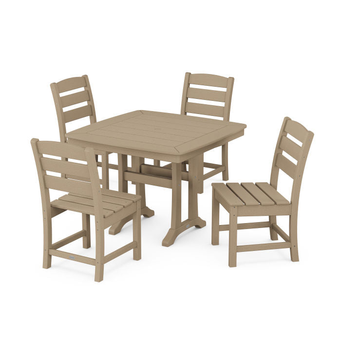 Lakeside Side Chair 5-Piece Dining Set with Trestle Legs in Vintage Finish