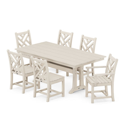 Chippendale 7-Piece Farmhouse Trestle Dining Set
