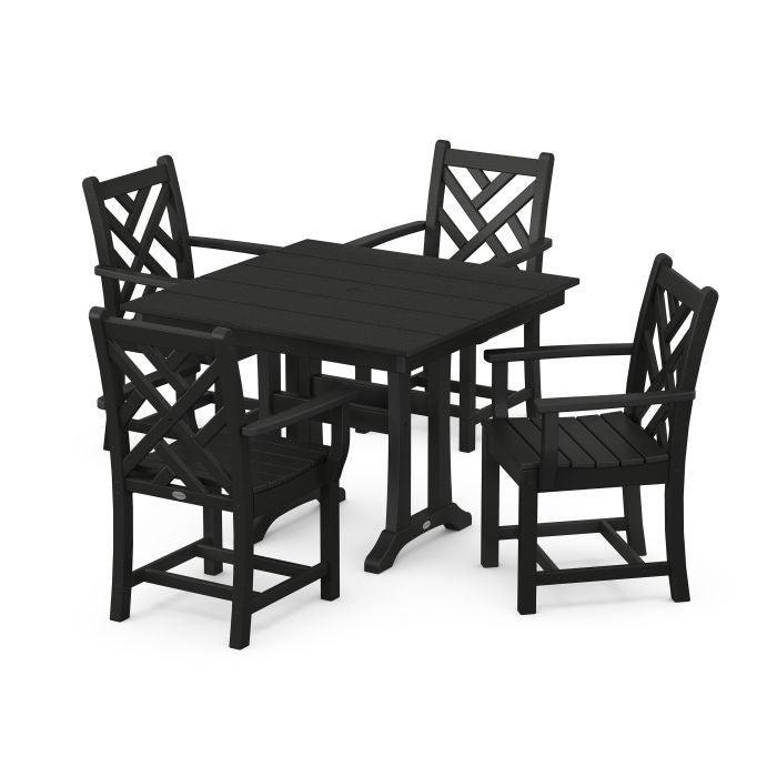 Chippendale 5-Piece Farmhouse Trestle Arm Chair Dining Set