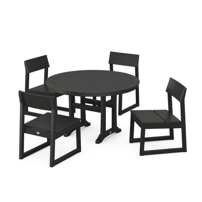 EDGE Side Chair 5-Piece Round Dining Set With Trestle Legs