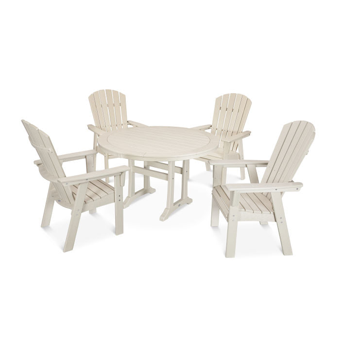 Nautical Curveback Adirondack 5-Piece Round Dining Set with Trestle Legs