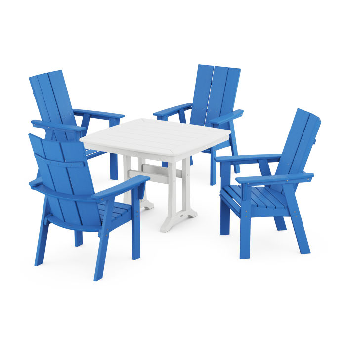 Modern Adirondack 5-Piece Dining Set with Trestle Legs
