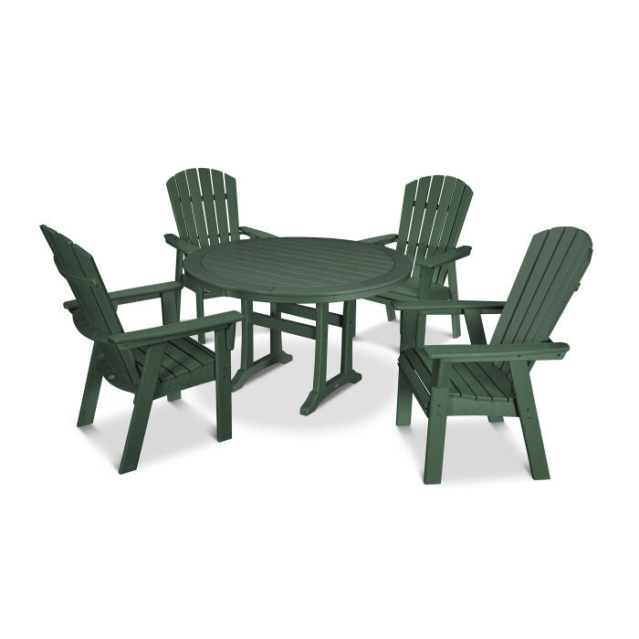 Nautical Curveback Adirondack 5-Piece Round Dining Set with Trestle Legs