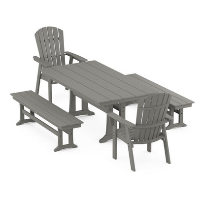Nautical Adirondack 5-Piece Farmhouse Dining Set With Trestle Legs