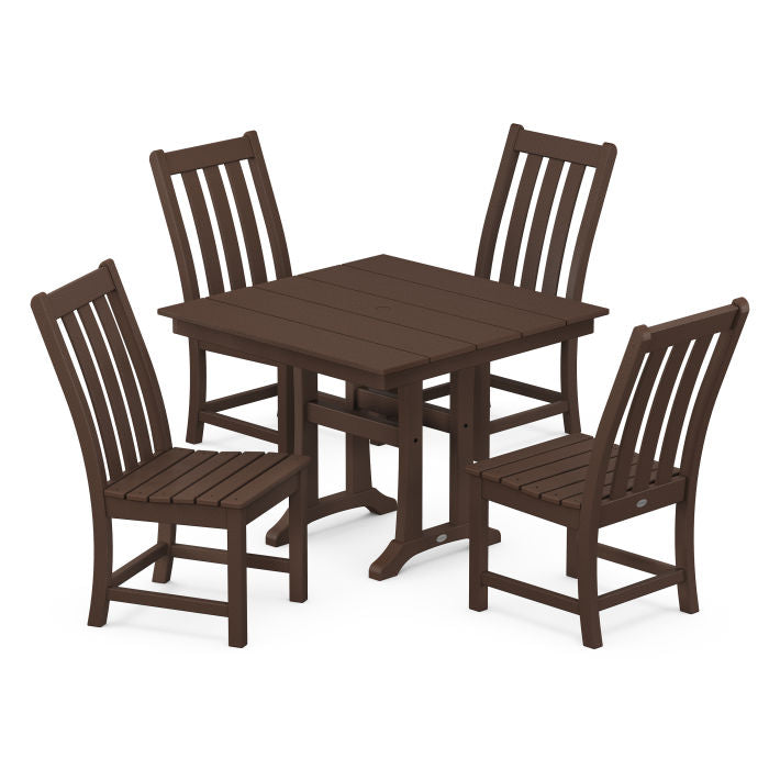 Vineyard 5-Piece Farmhouse Trestle Side Chair Dining Set