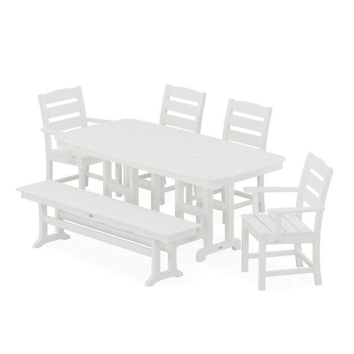 Lakeside 6-Piece Dining Set with Bench in Vintage Finish