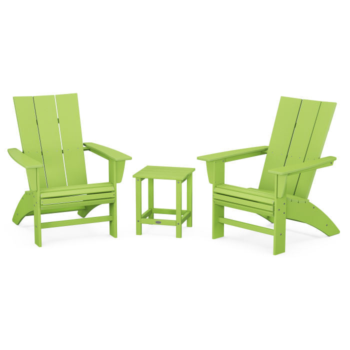 Modern 3-Piece Curveback Adirondack Set with Long Island 18" Side Table