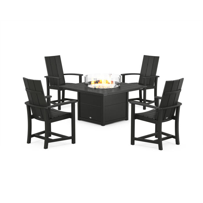 Modern 4-Piece Upright Adirondack Conversation Set with Fire Pit Table