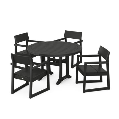 EDGE 5-Piece Round Dining Set with Trestle Legs