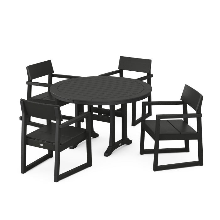 EDGE 5-Piece Round Dining Set with Trestle Legs
