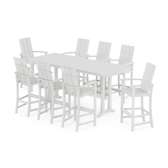 Modern Adirondack 9-Piece Farmhouse Bar Set with Trestle Legs