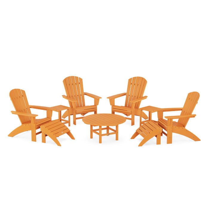 Nautical Curveback Adirondack Chair 9-Piece Conversation Set