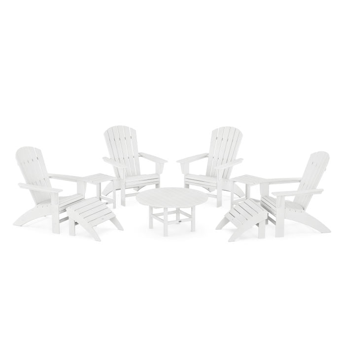 Nautical Curveback Adirondack Chair 9-Piece Conversation Set