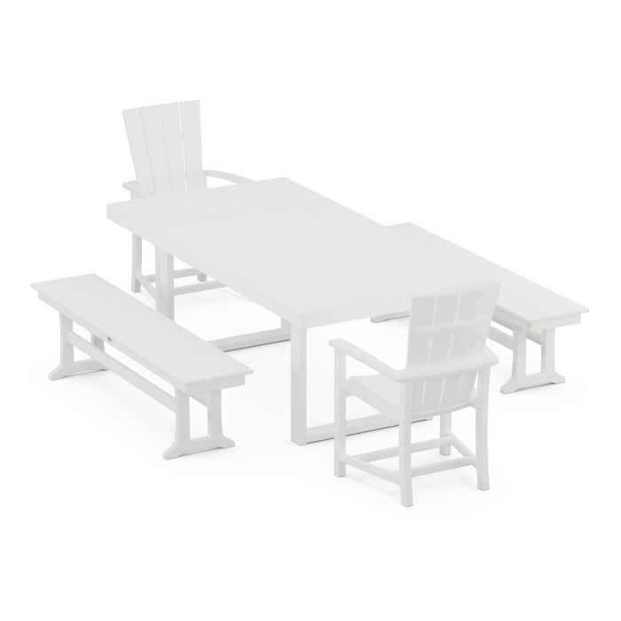 Quattro 5-Piece Dining Set with Benches