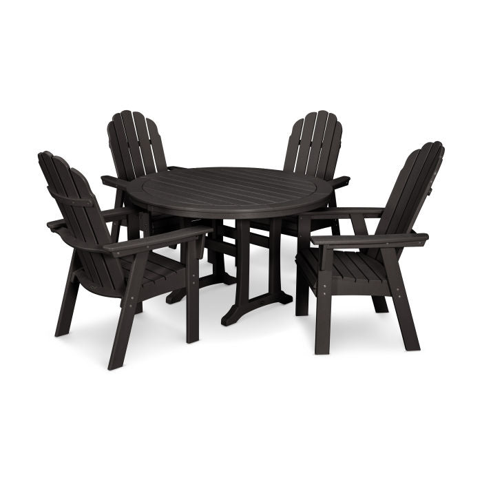 Vineyard Curveback Adirondack 5-Piece Nautical Trestle Dining Set