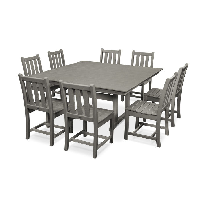 Traditional Garden 9-Piece Farmhouse Trestle Dining Set