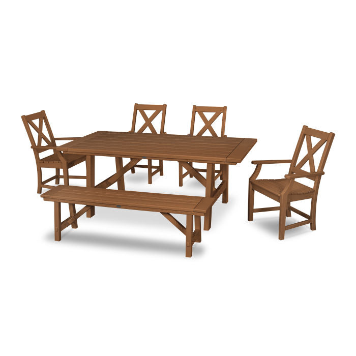 Braxton 6-Piece Rustic Farmhouse Arm Chair Dining Set with Bench