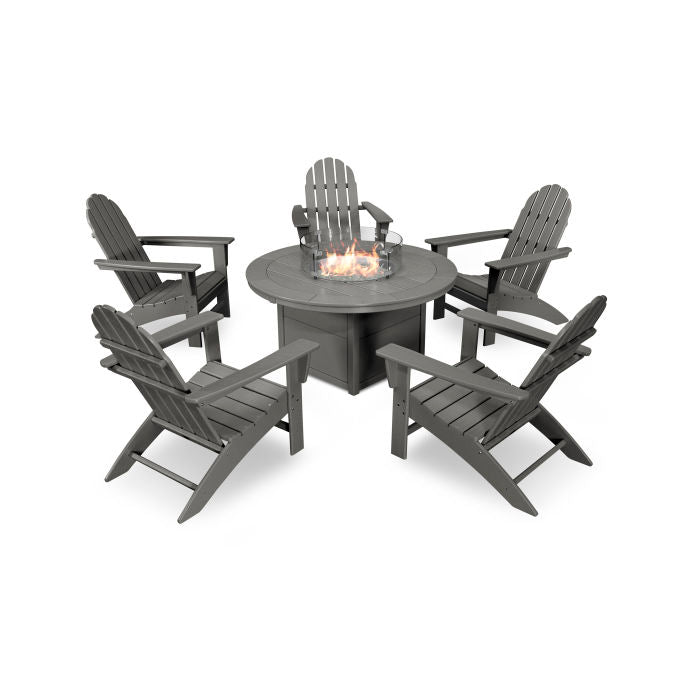 Vineyard Adirondack 6-Piece Chat Set with Fire Pit Table