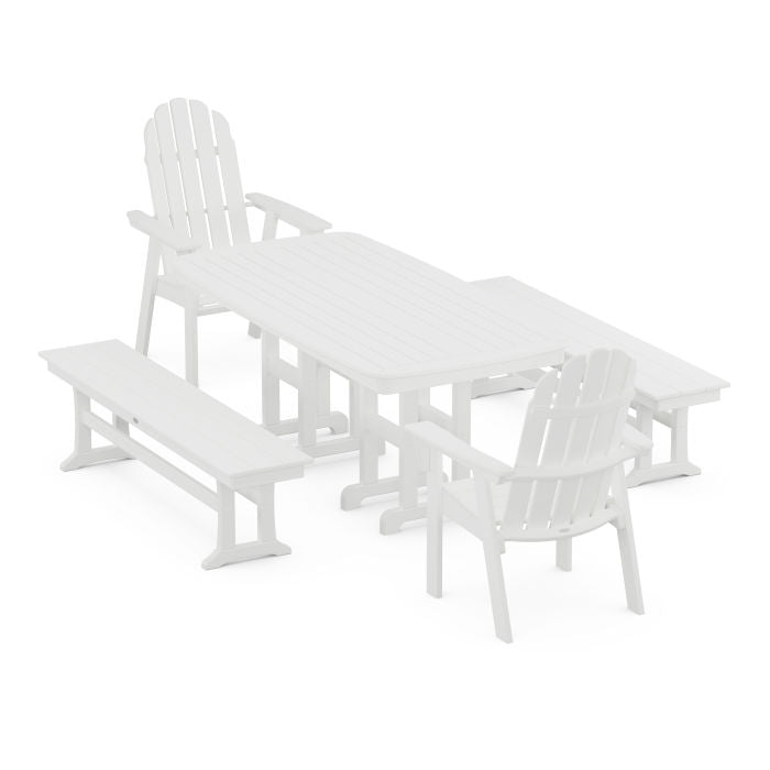 Vineyard Adirondack 5-Piece Dining Set with Benches