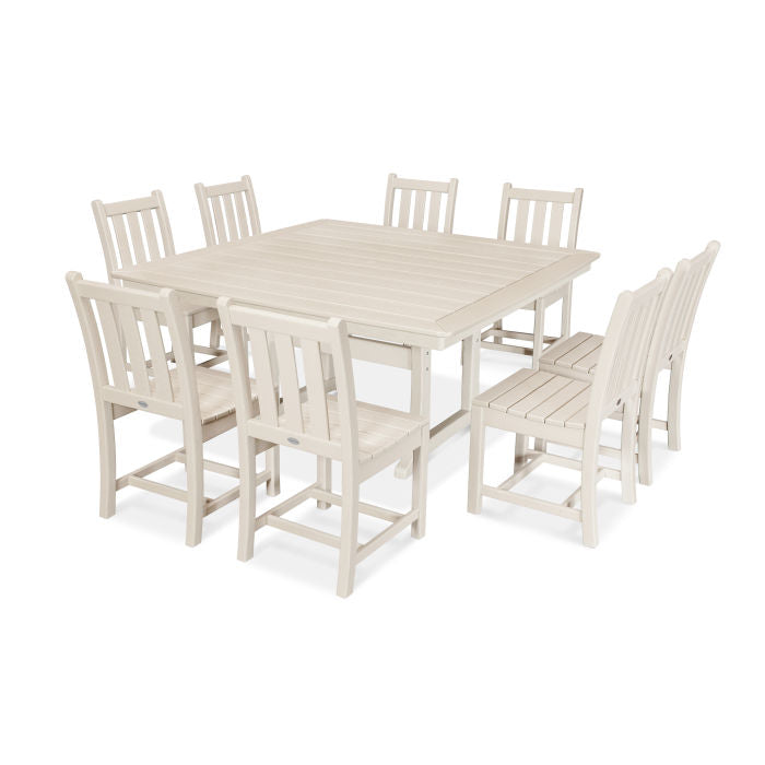 Traditional Garden 9-Piece Nautical Trestle Dining Set