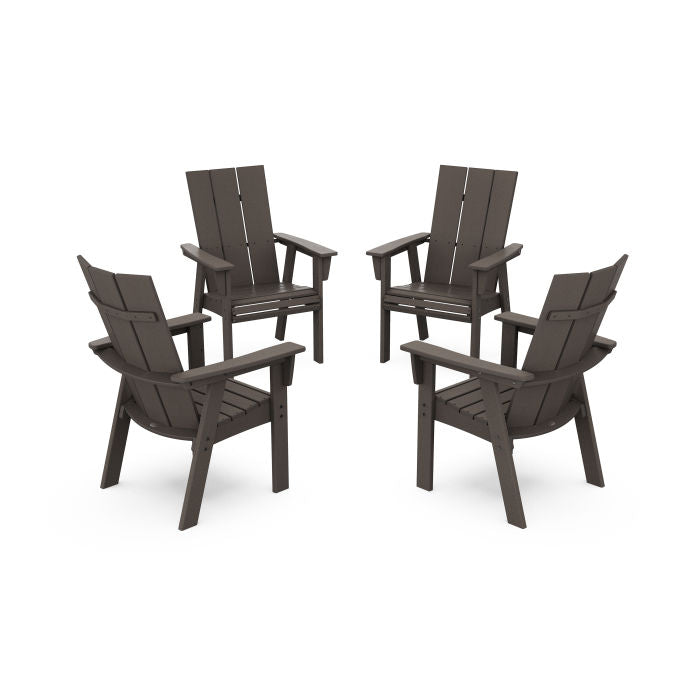 Modern 4-Piece Curveback Upright Adirondack Conversation Set in Vintage Finish