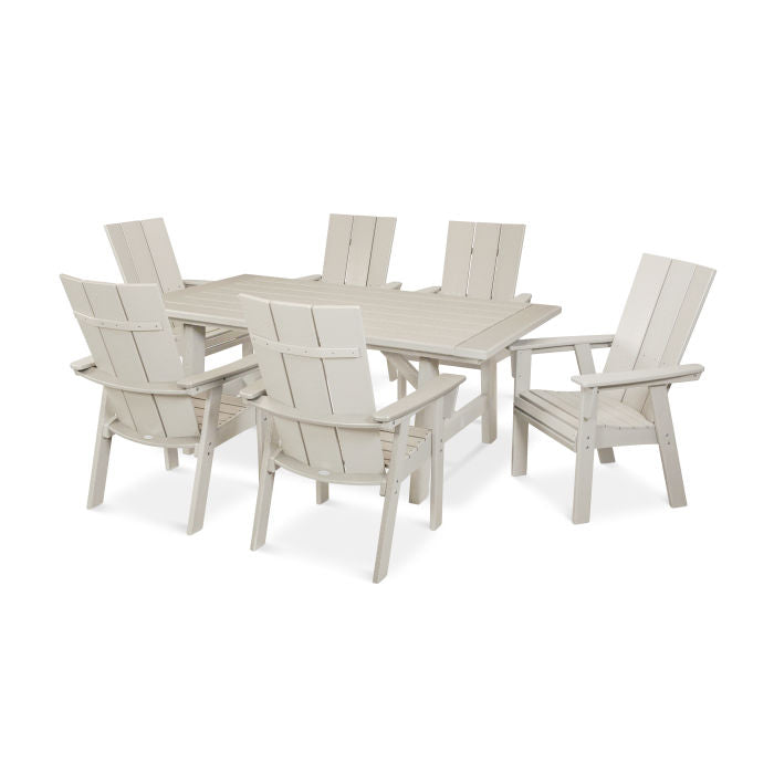 Modern Curveback Adirondack 7-Piece Rustic Farmhouse Dining Set