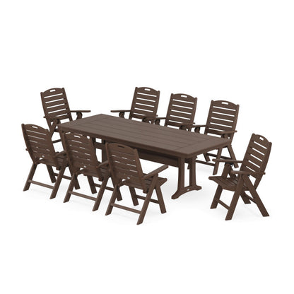 Nautical Highback 9-Piece Farmhouse Dining Set with Trestle Legs