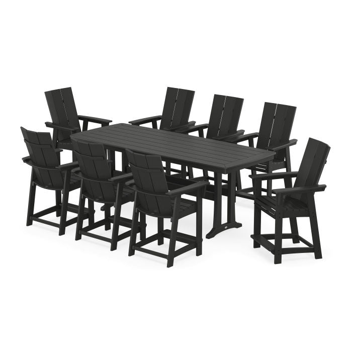 Modern Curveback Adirondack 9-Piece Counter Set with Trestle Legs