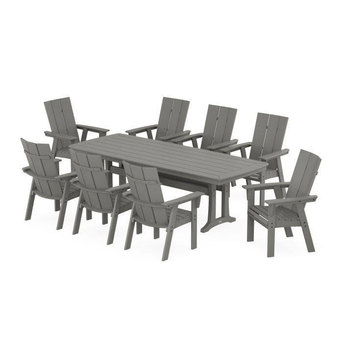 Modern Curveback Adirondack 9-Piece Dining Set with Trestle Legs