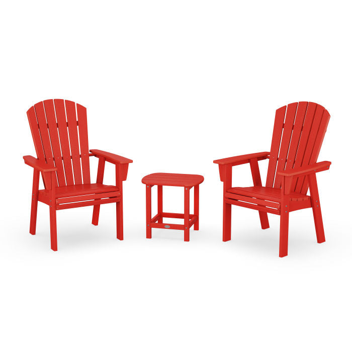 Nautical 3-Piece Curveback Upright Adirondack Chair Set