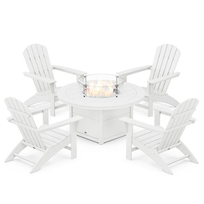 Nautical 5-Piece Adirondack Chair Conversation Set with Fire Pit Table