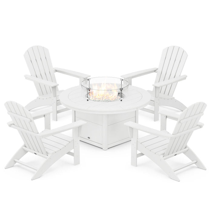 Nautical 5-Piece Adirondack Chair Conversation Set with Fire Pit Table